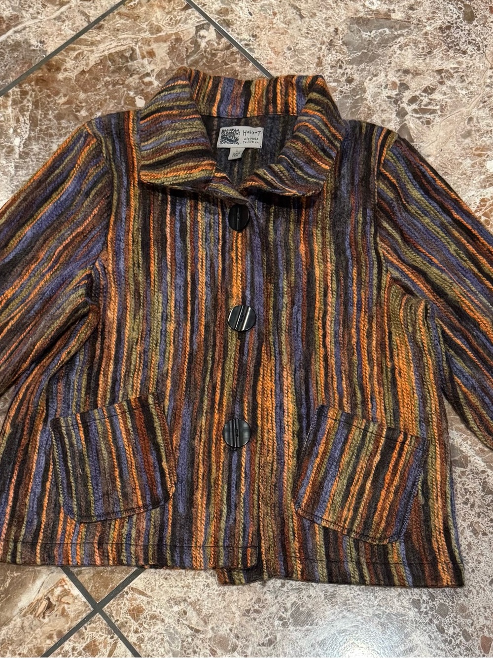 Habitat Striped Multicolor Wool-Blend Jacket in Orange, Brown & Blue